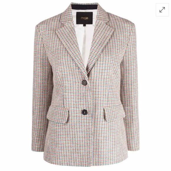 MAJE Tailored Check-Print Houndstooth Blazer Size FR 42 US 10 - Picture 14 of 14